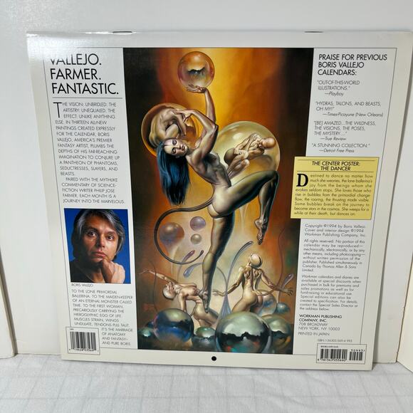 Vintage 1995 Boris Vallejo Fantasy Calendar - Unused same dates again in 2034 - Picture 4 of 16